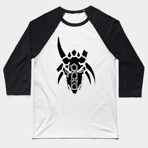 Black Dragon Skull Baseball T-Shirt by Joseph Baker